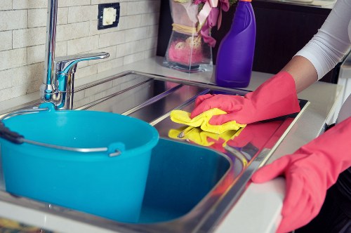 Cleaner removing grease and baked-on residue from an oven door