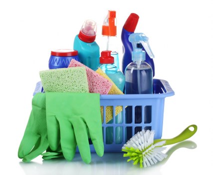 Final stage of carpet cleaning with equipment and cleaned flooring