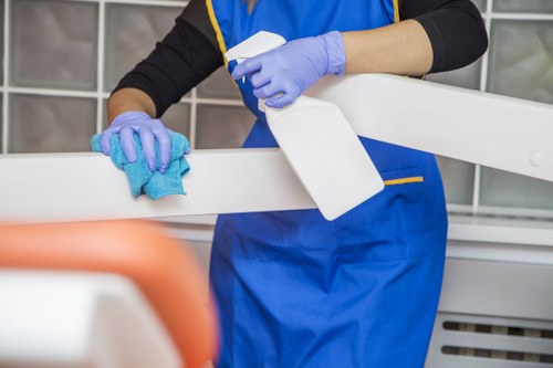 Local cleaner carrying out routine cleaning in an Ilford apartment